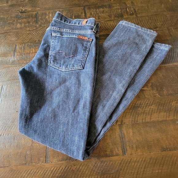 Women's 7 For All Mankind Roxanne Slim Fit Jeans in Medium Wash Blue Size 28 - Picture 7 of 15